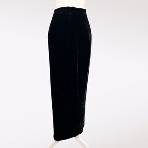 Vintage Jessica McClintock Collections Black Velvet Silk Maxi Skirt Size 6